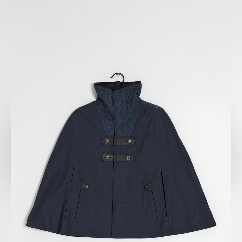 Navy Blue G-Star Cape with Quilted Funnel Neck Collar